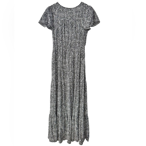 Fit and Flare Reverse Dalmatian Print Split Hem A-Line Dress Maxi S - Picture 5 of 7